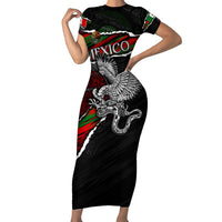 Eagle Snake Mexico Family Matching Short Sleeve Bodycon Dress and Hawaiian Shirt Aztec Sun Stone