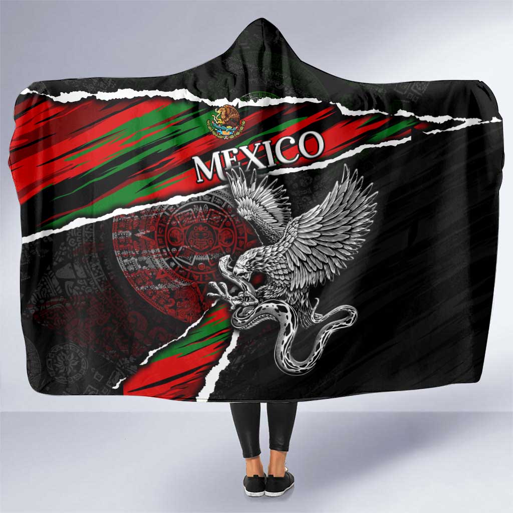 Eagle Snake Mexico Hooded Blanket Aztec Sun Stone