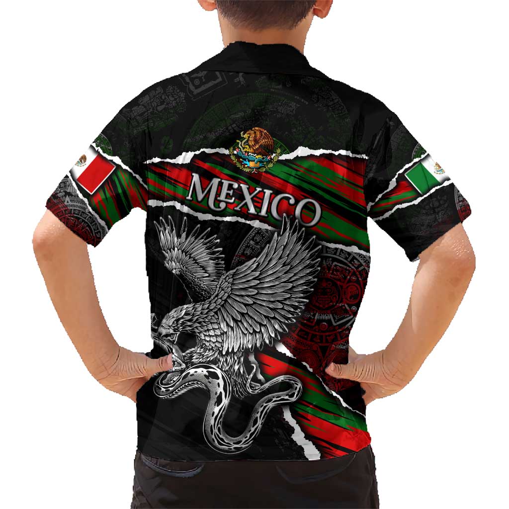 Eagle Snake Mexico Kid Hawaiian Shirt Aztec Sun Stone