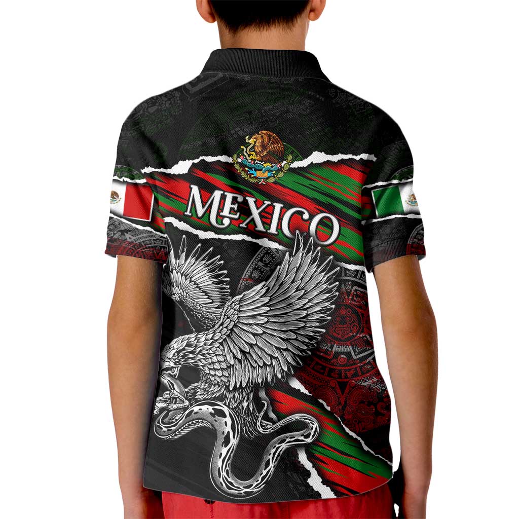 Eagle Snake Mexico Kid Polo Shirt Aztec Sun Stone