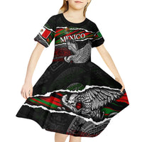 Eagle Snake Mexico Kid Short Sleeve Dress Aztec Sun Stone