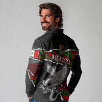 Eagle Snake Mexico Long Sleeve Polo Shirt Aztec Sun Stone