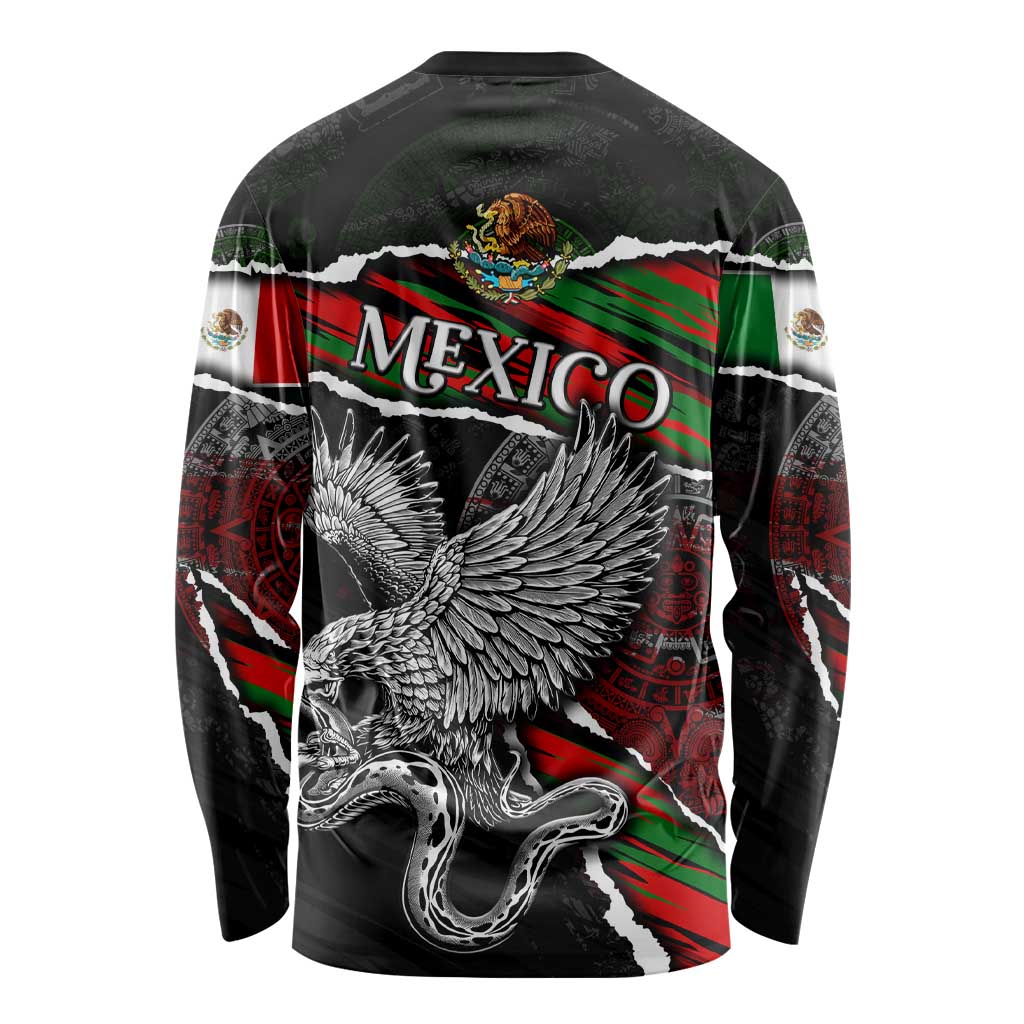 Eagle Snake Mexico Long Sleeve Shirt Aztec Sun Stone