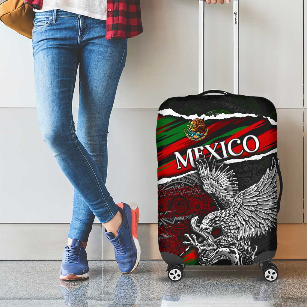 Eagle Snake Mexico Luggage Cover Aztec Sun Stone