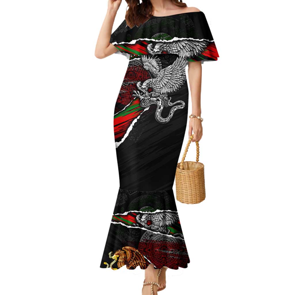 Eagle Snake Mexico Mermaid Dress Aztec Sun Stone