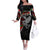 Eagle Snake Mexico Off The Shoulder Long Sleeve Dress Aztec Sun Stone
