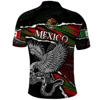 Eagle Snake Mexico Polo Shirt Aztec Sun Stone