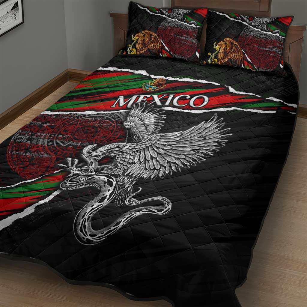 Eagle Snake Mexico Quilt Bed Set Aztec Sun Stone