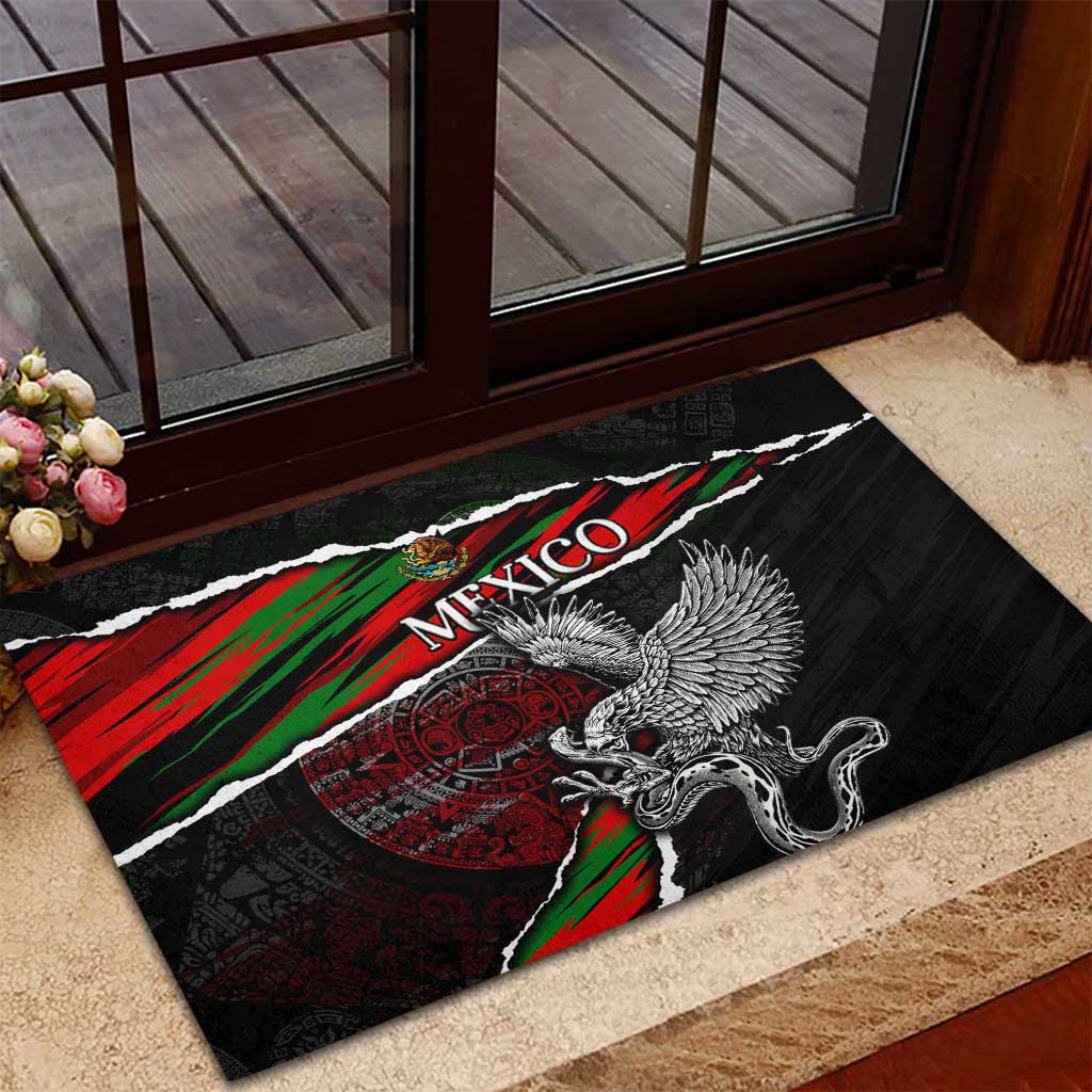 Eagle Snake Mexico Rubber Doormat Aztec Sun Stone
