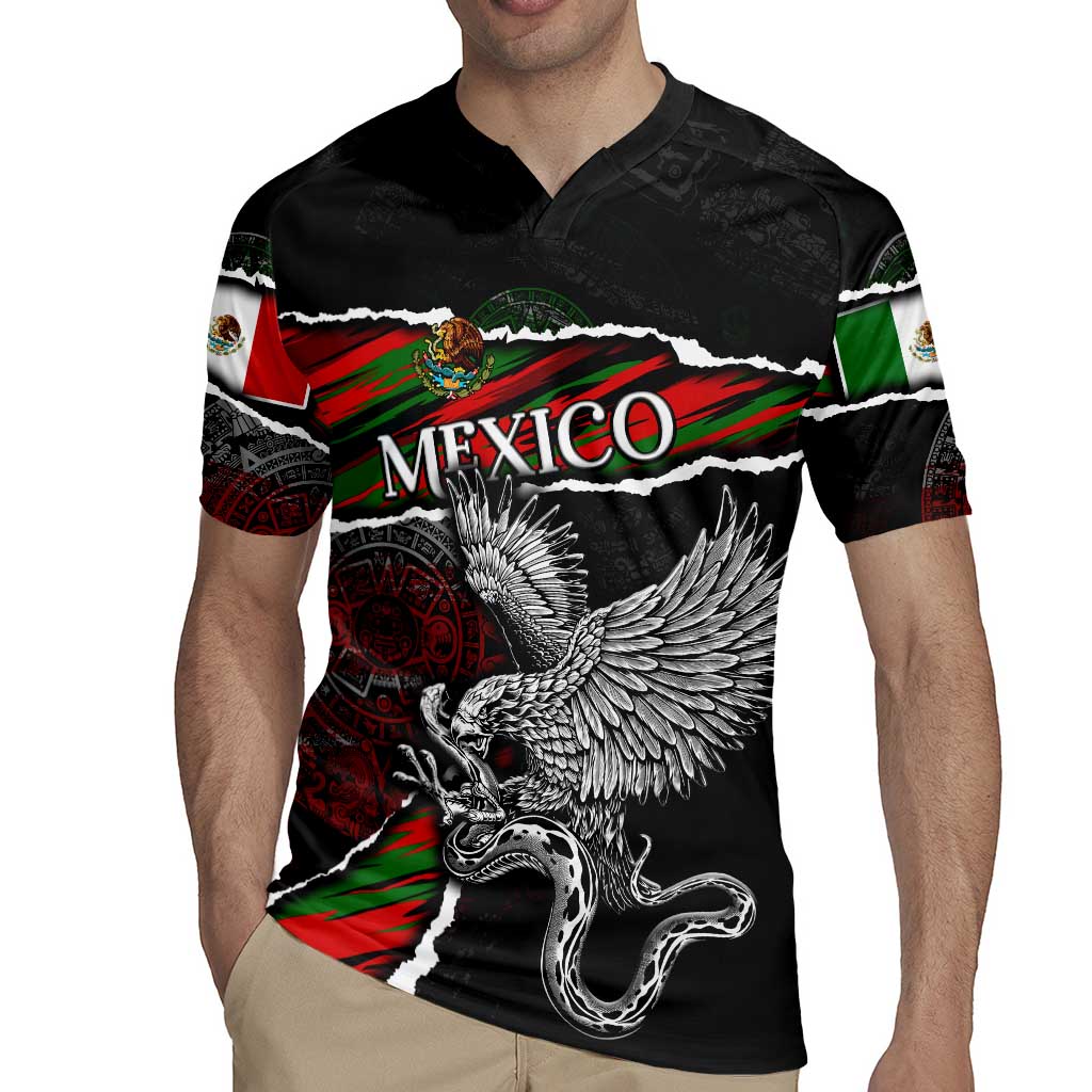 Eagle Snake Mexico Rugby Jersey Aztec Sun Stone