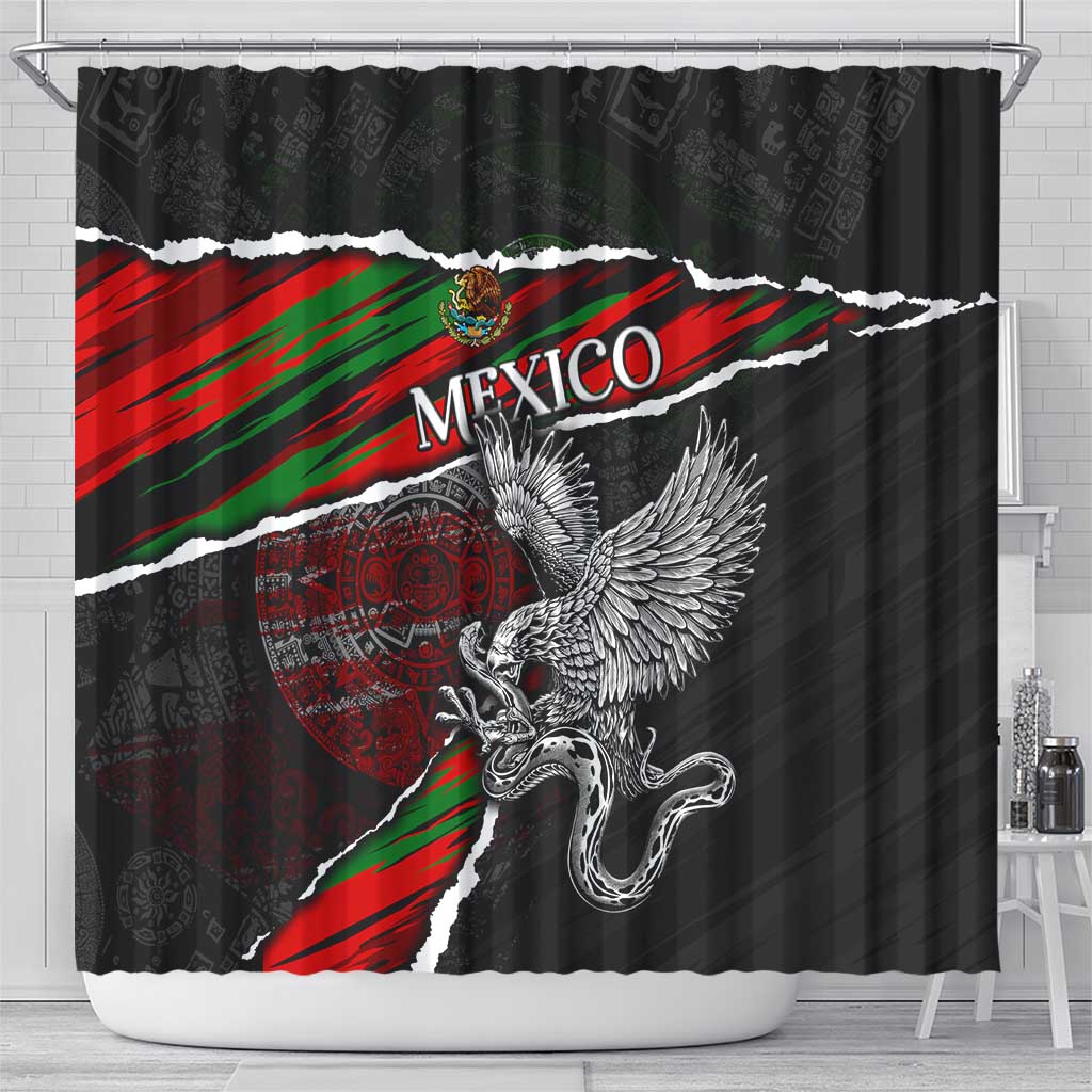 Eagle Snake Mexico Shower Curtain Aztec Sun Stone