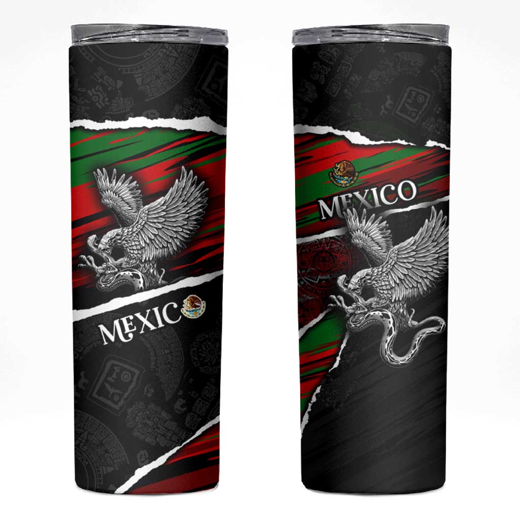 Eagle Snake Mexico Skinny Tumbler Aztec Sun Stone
