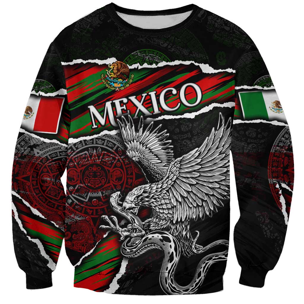 Eagle Snake Mexico Sweatshirt Aztec Sun Stone