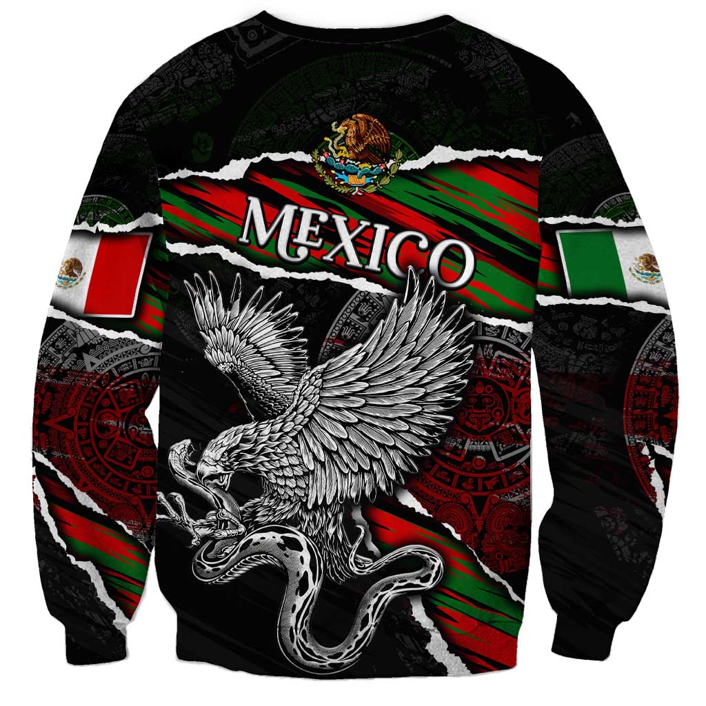 Eagle Snake Mexico Sweatshirt Aztec Sun Stone