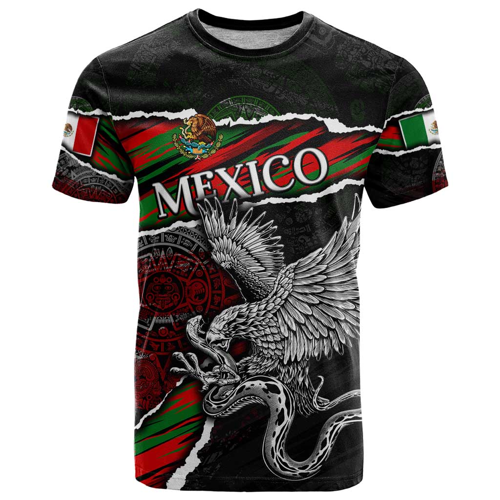 Eagle Snake Mexico T Shirt Aztec Sun Stone
