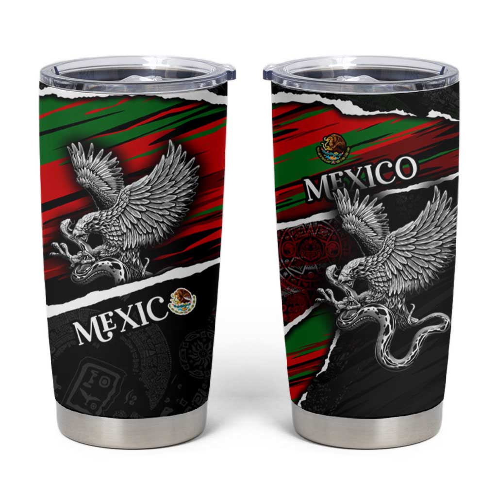 Eagle Snake Mexico Tumbler Cup Aztec Sun Stone