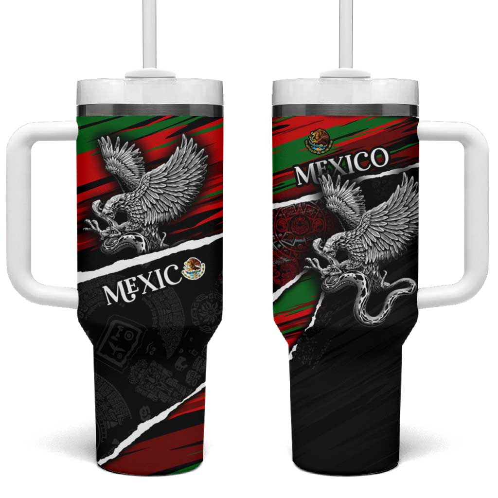 Eagle Snake Mexico Tumbler With Handle Aztec Sun Stone
