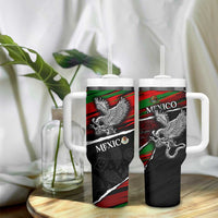 Eagle Snake Mexico Tumbler With Handle Aztec Sun Stone
