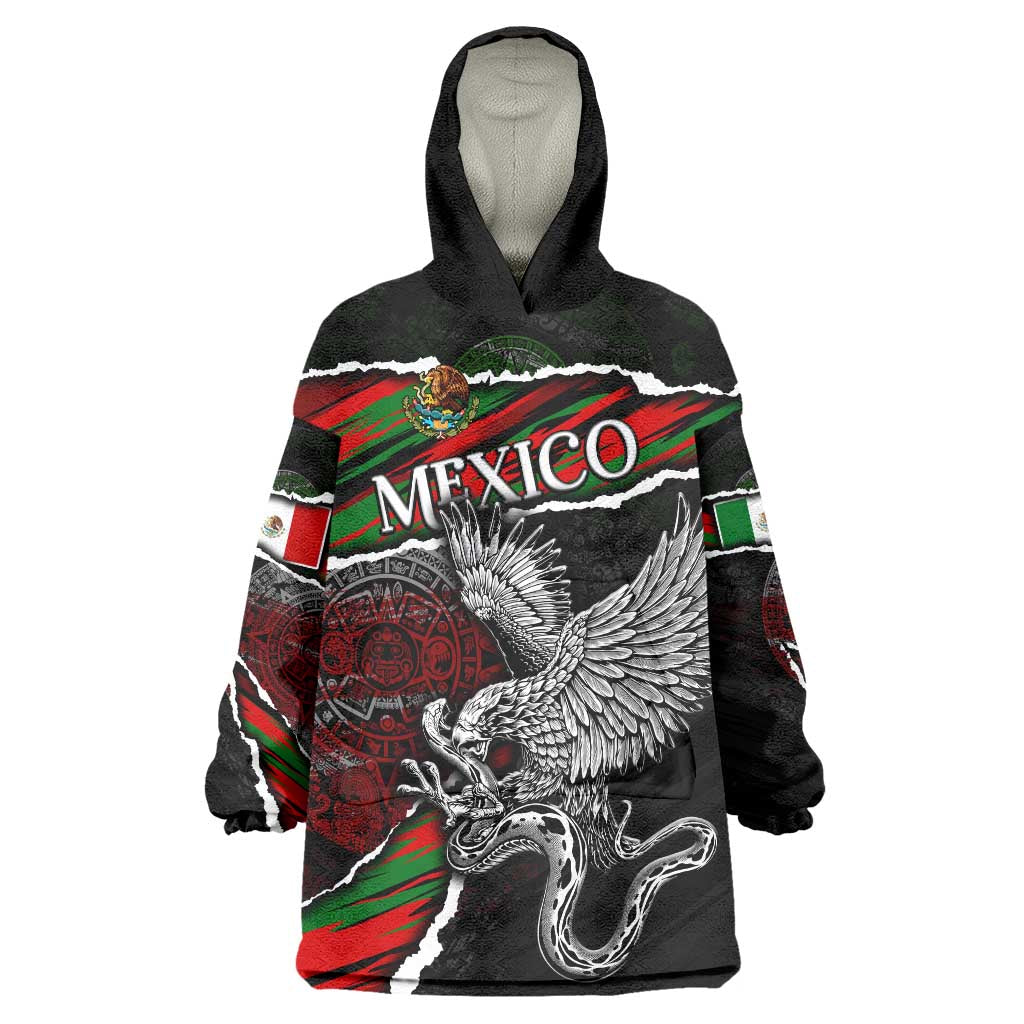 Eagle Snake Mexico Wearable Blanket Hoodie Aztec Sun Stone