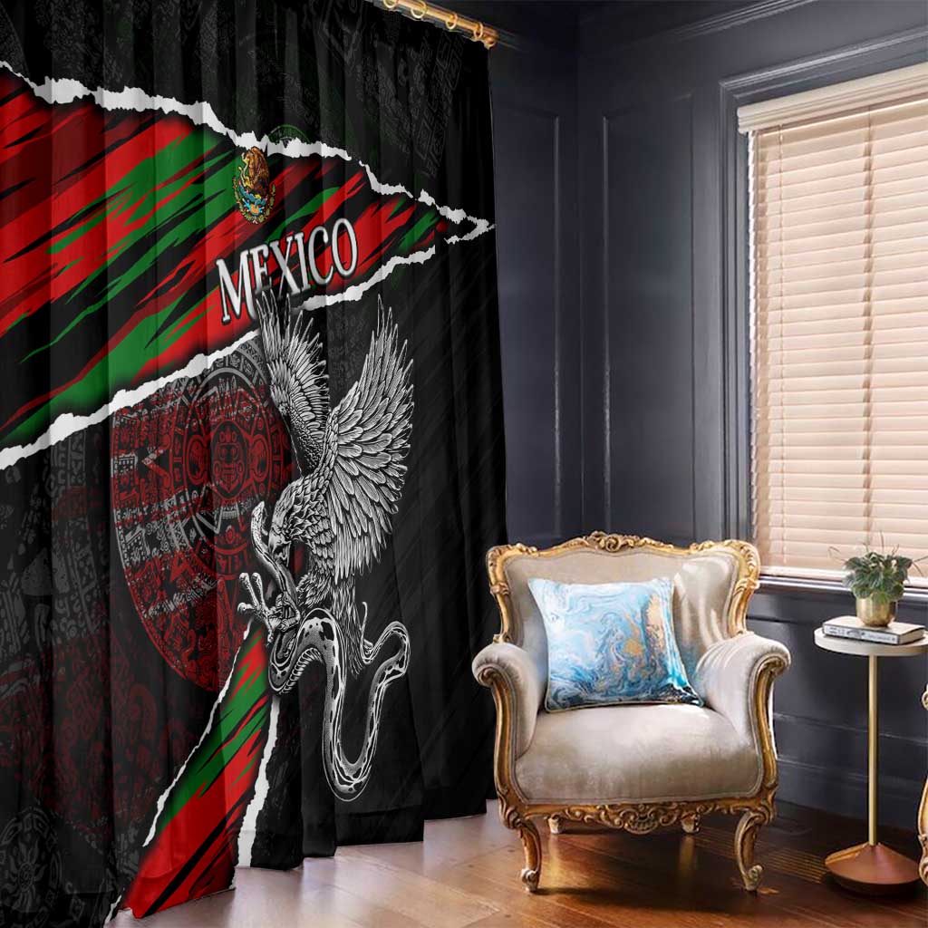 Eagle Snake Mexico Window Curtain Aztec Sun Stone