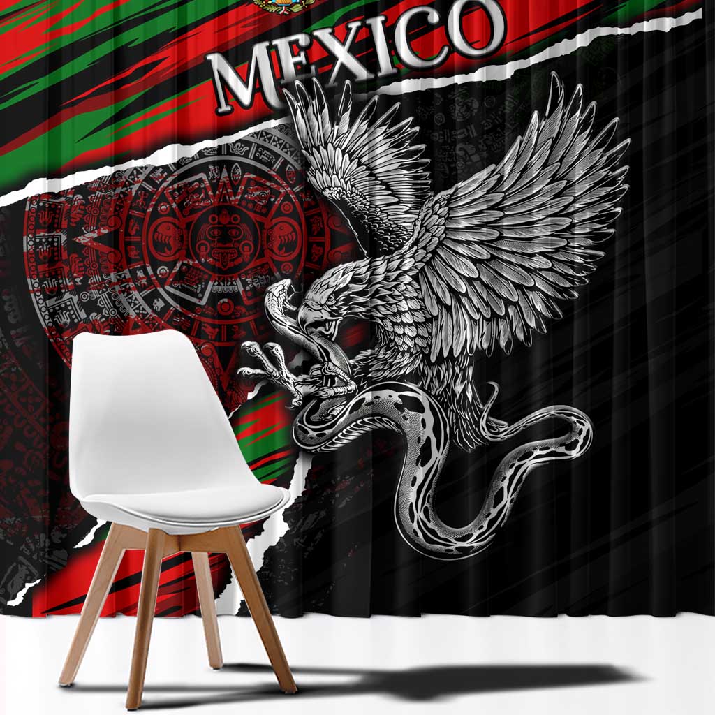 Eagle Snake Mexico Window Curtain Aztec Sun Stone
