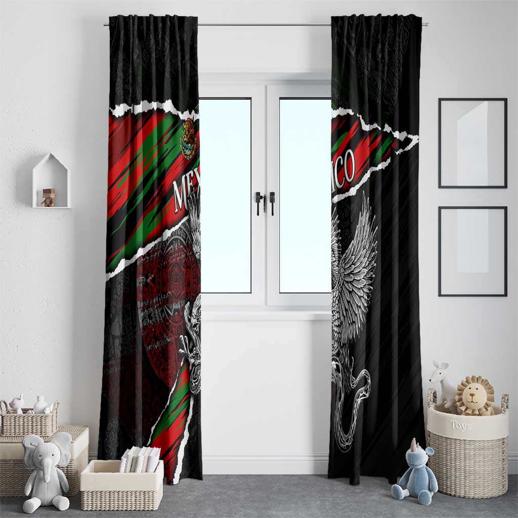 Eagle Snake Mexico Window Curtain Aztec Sun Stone