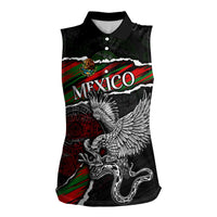 Eagle Snake Mexico Women Sleeveless Polo Shirt Aztec Sun Stone