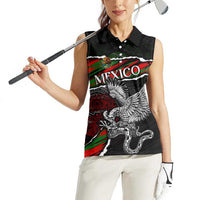 Eagle Snake Mexico Women Sleeveless Polo Shirt Aztec Sun Stone