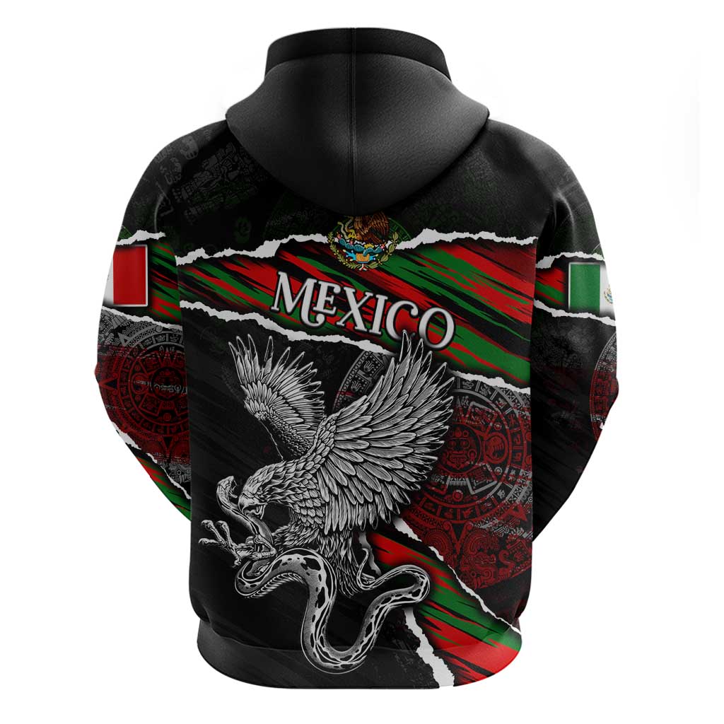 Eagle Snake Mexico Zip Hoodie Aztec Sun Stone