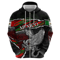 Eagle Snake Mexico Zip Hoodie Aztec Sun Stone