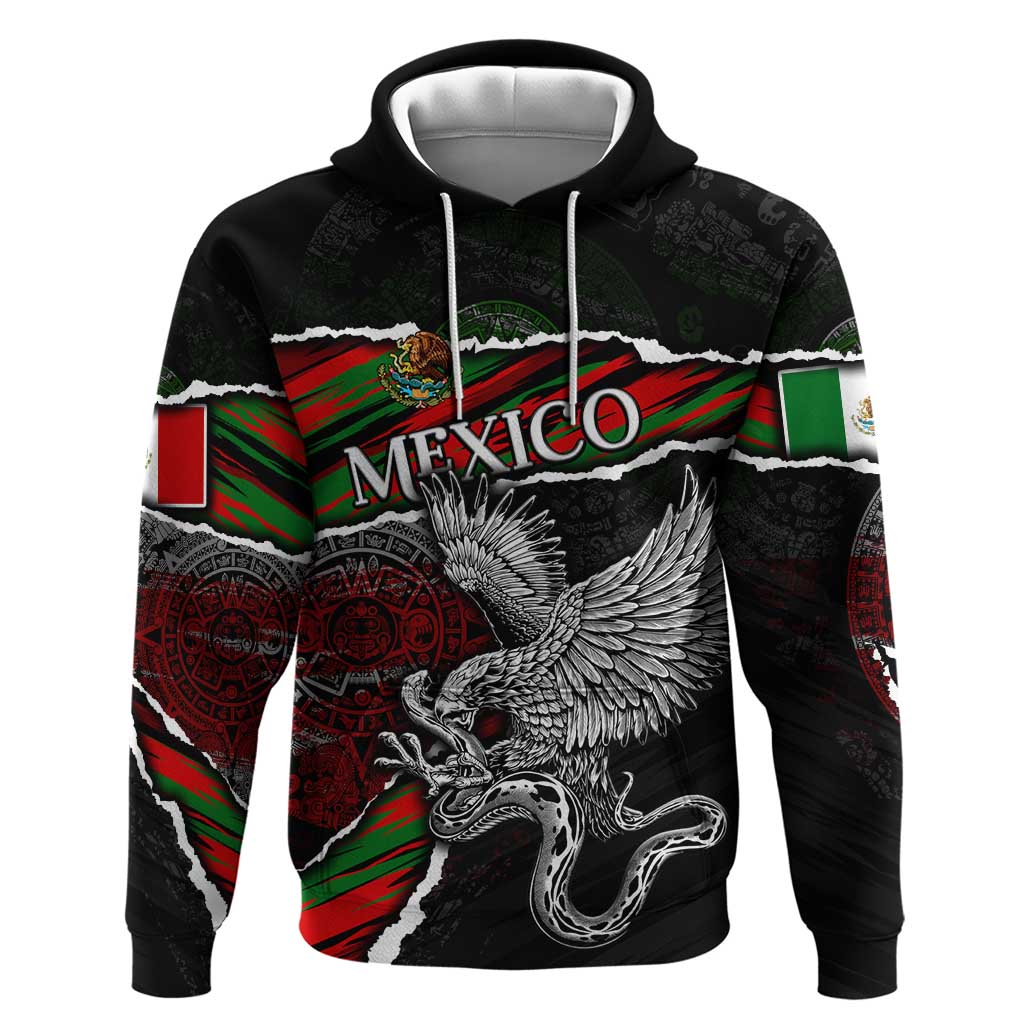 Eagle Snake Mexico Zip Hoodie Aztec Sun Stone