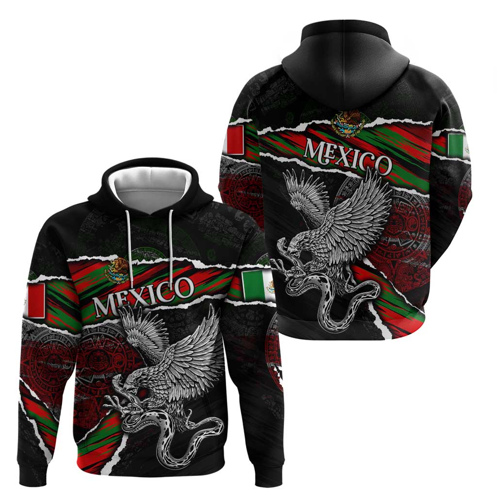 Eagle Snake Mexico Zip Hoodie Aztec Sun Stone