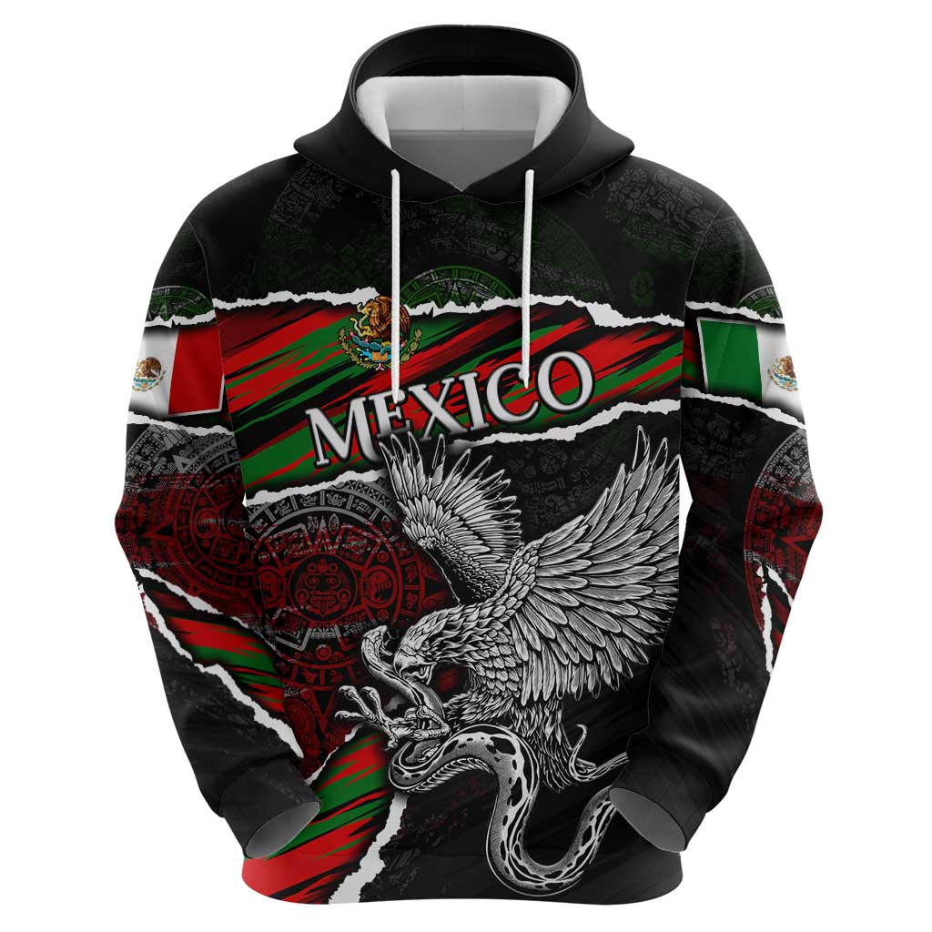 Eagle Snake Mexico Zip Hoodie Aztec Sun Stone