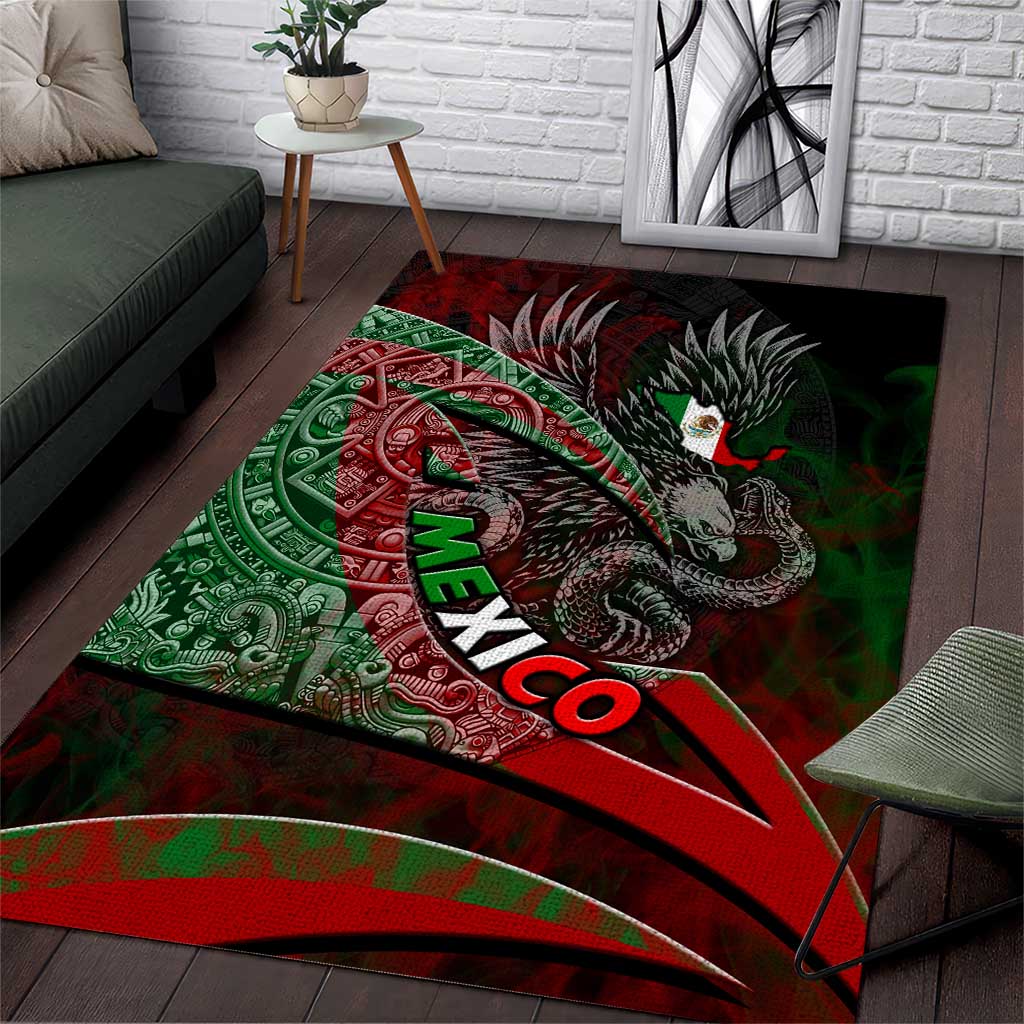 Mexico Aztec Eagle Flag Area Rug Tribal Warrior Art