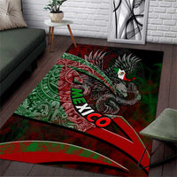 Mexico Aztec Eagle Flag Area Rug Tribal Warrior Art