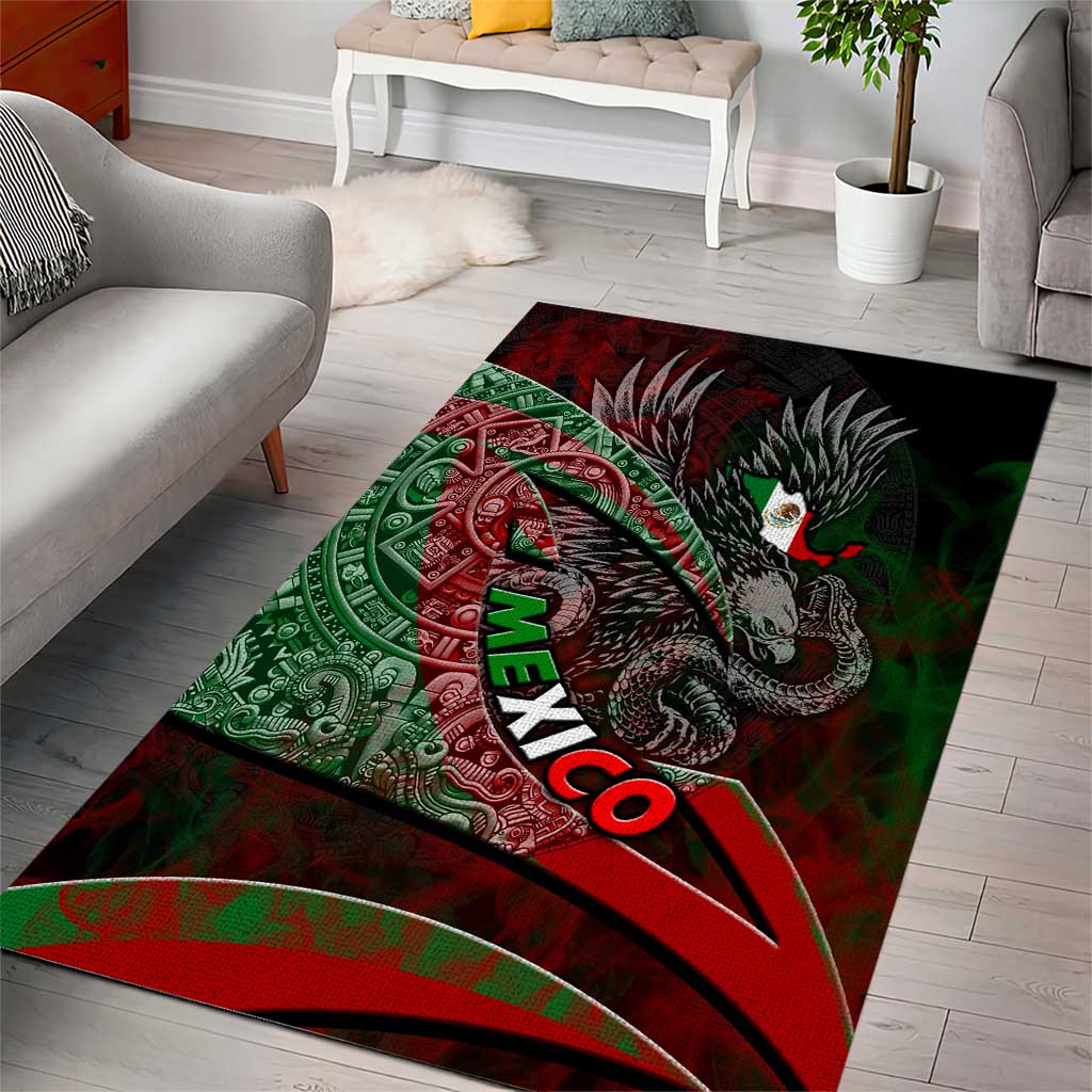 Mexico Aztec Eagle Flag Area Rug Tribal Warrior Art