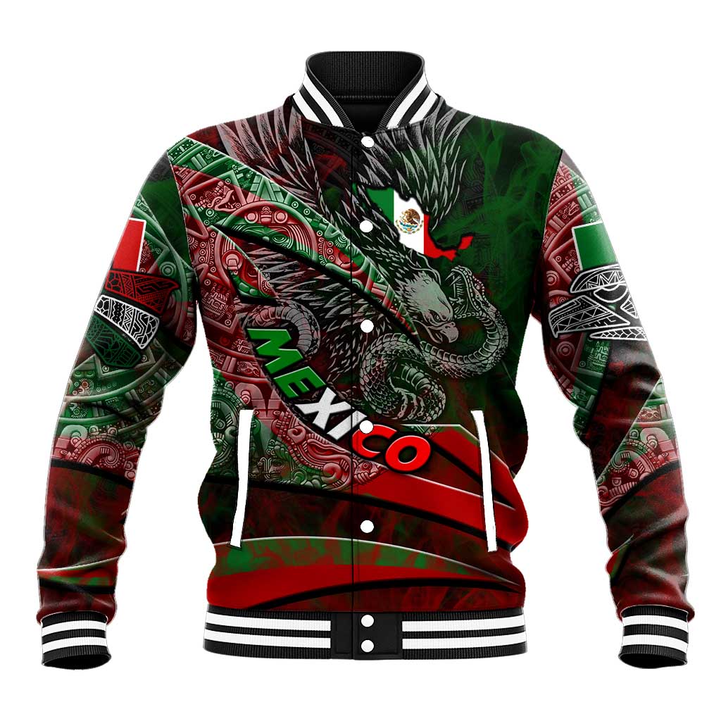 Mexico Aztec Eagle Flag Baseball Jacket Tribal Warrior Art