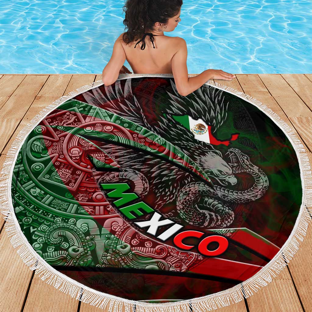 Mexico Aztec Eagle Flag Beach Blanket Tribal Warrior Art