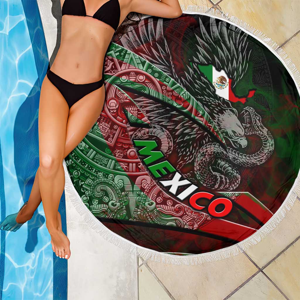 Mexico Aztec Eagle Flag Beach Blanket Tribal Warrior Art