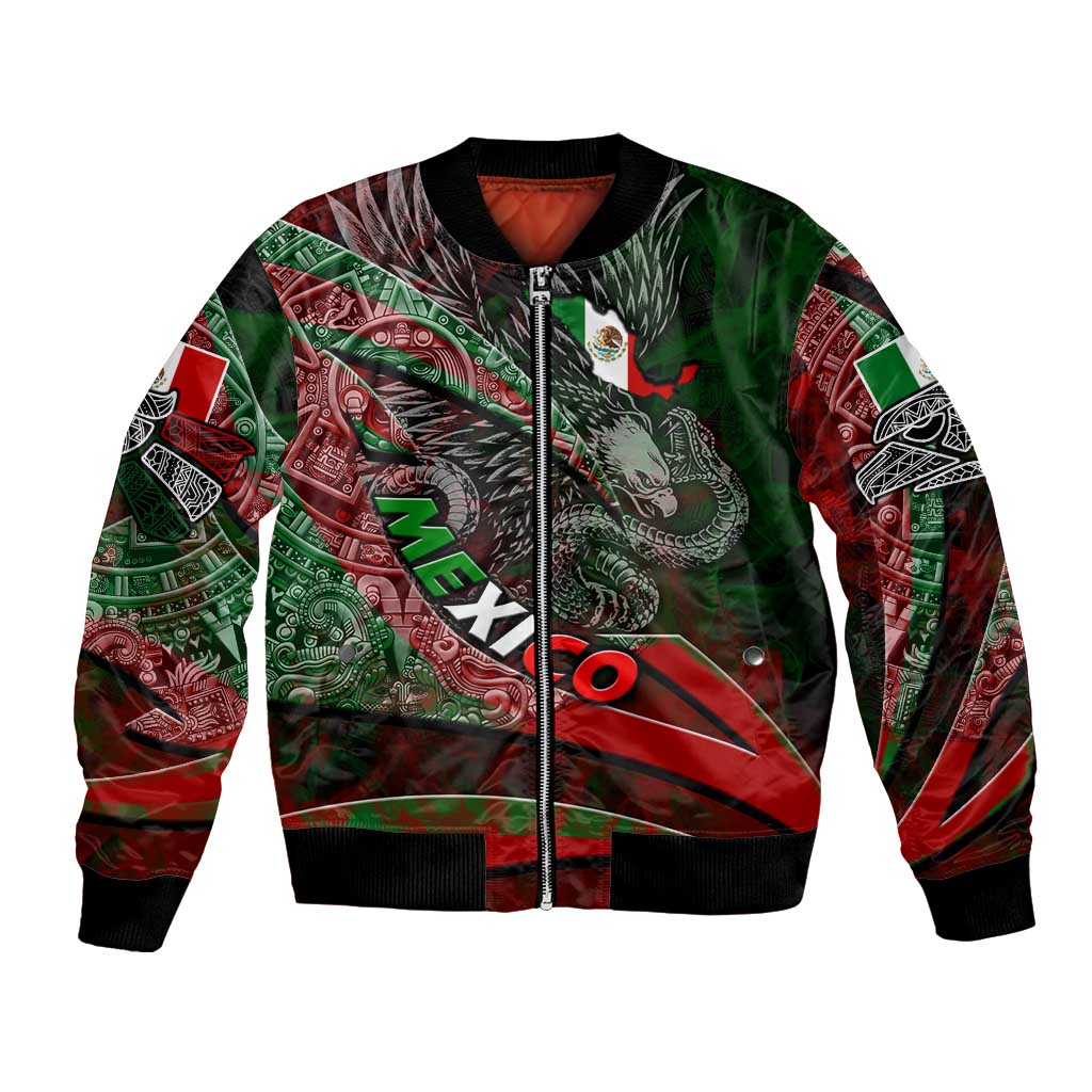 Mexico Aztec Eagle Flag Bomber Jacket Tribal Warrior Art
