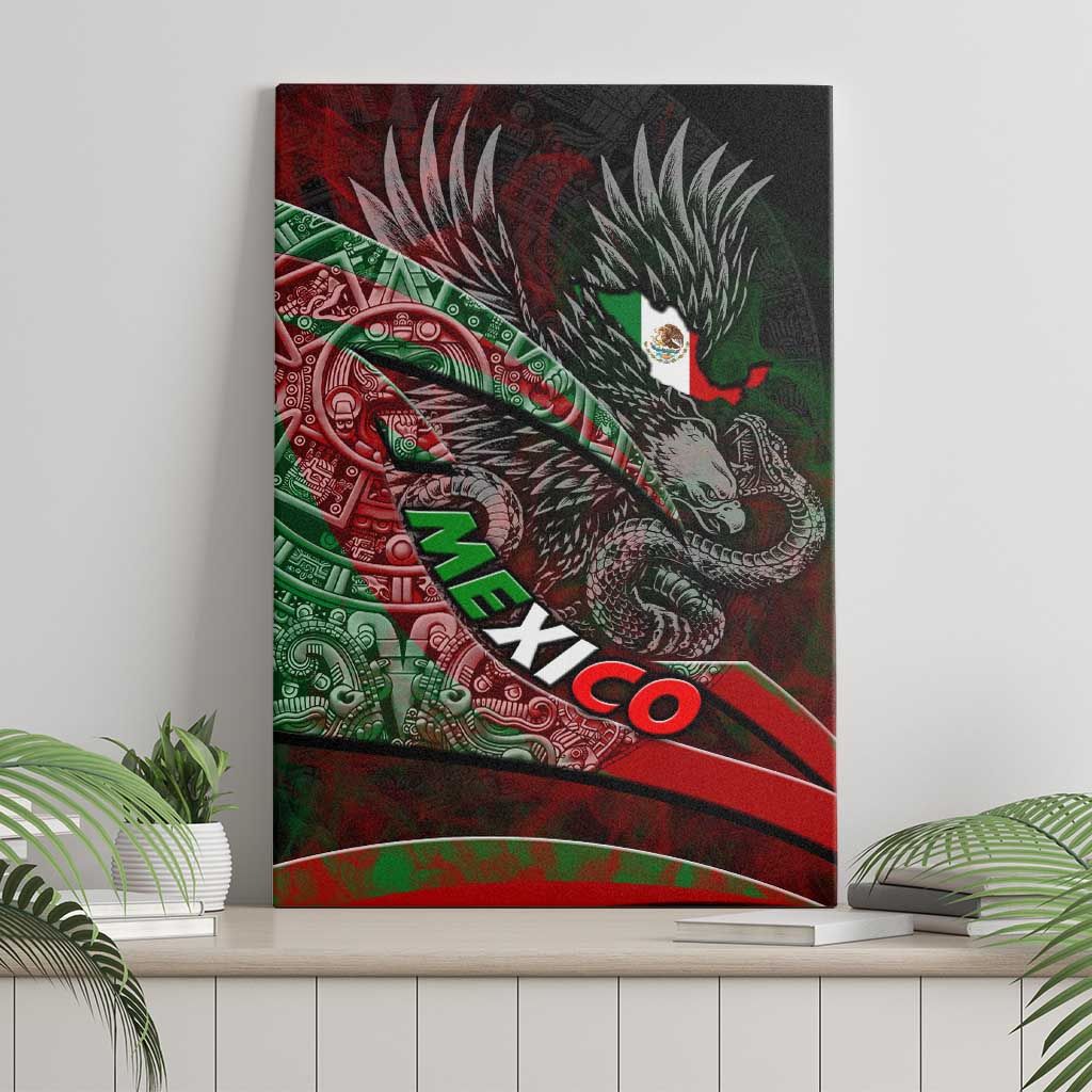 Mexico Aztec Eagle Flag Canvas Wall Art Tribal Warrior Art