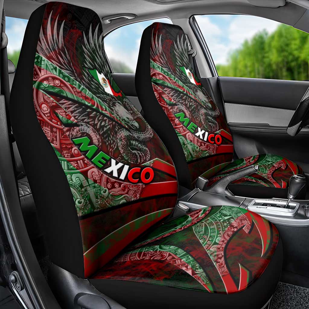 Mexico Aztec Eagle Flag Car Seat Cover Tribal Warrior Art