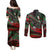 Mexico Aztec Eagle Flag Couples Matching Puletasi and Long Sleeve Button Shirt Tribal Warrior Art