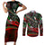 Mexico Aztec Eagle Flag Couples Matching Short Sleeve Bodycon Dress and Long Sleeve Button Shirt Tribal Warrior Art