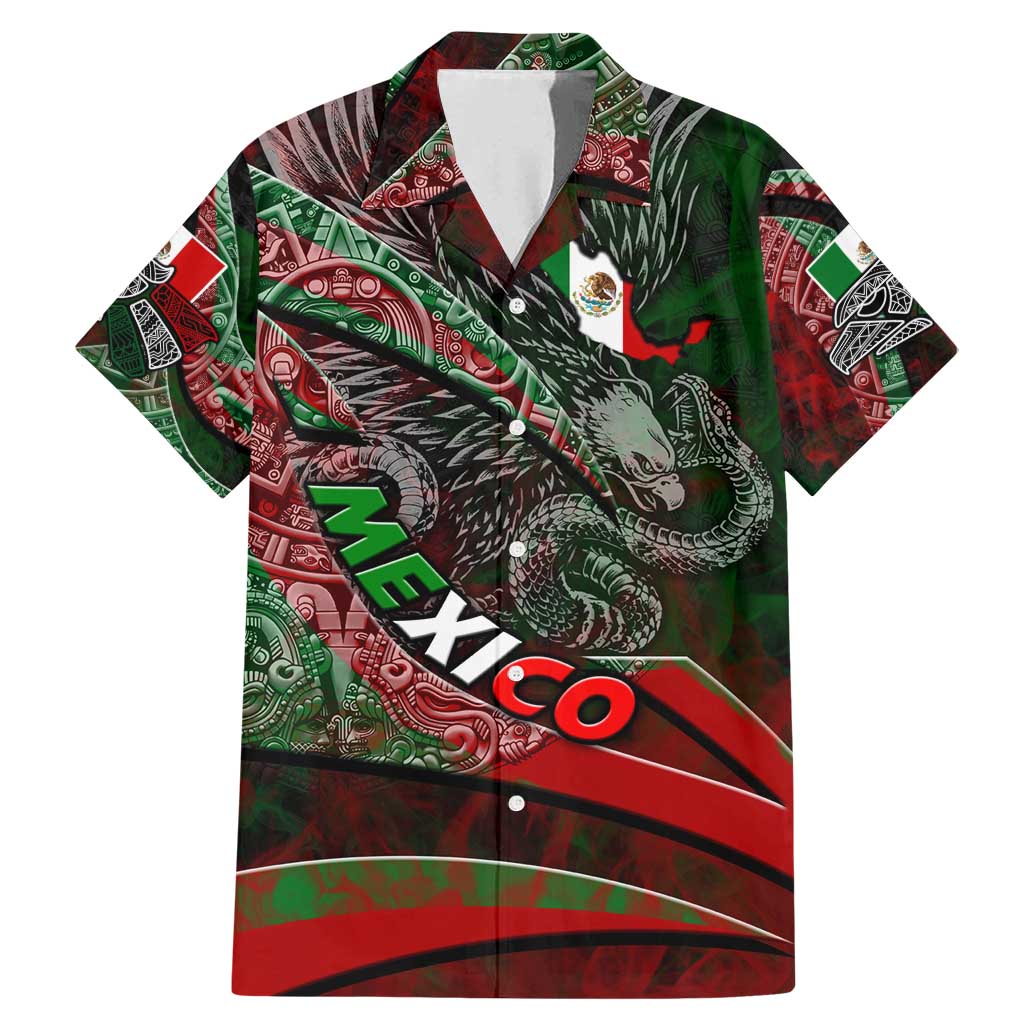 Mexico Aztec Eagle Flag Family Matching Mermaid Dress and Hawaiian Shirt Tribal Warrior Art