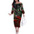 Mexico Aztec Eagle Flag Family Matching Off The Shoulder Long Sleeve Dress and Hawaiian Shirt Tribal Warrior Art