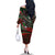 Mexico Aztec Eagle Flag Family Matching Off The Shoulder Long Sleeve Dress and Hawaiian Shirt Tribal Warrior Art