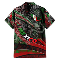 Mexico Aztec Eagle Flag Family Matching Off Shoulder Short Dress and Hawaiian Shirt Tribal Warrior Art