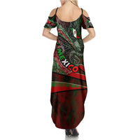 Mexico Aztec Eagle Flag Family Matching Summer Maxi Dress and Hawaiian Shirt Tribal Warrior Art