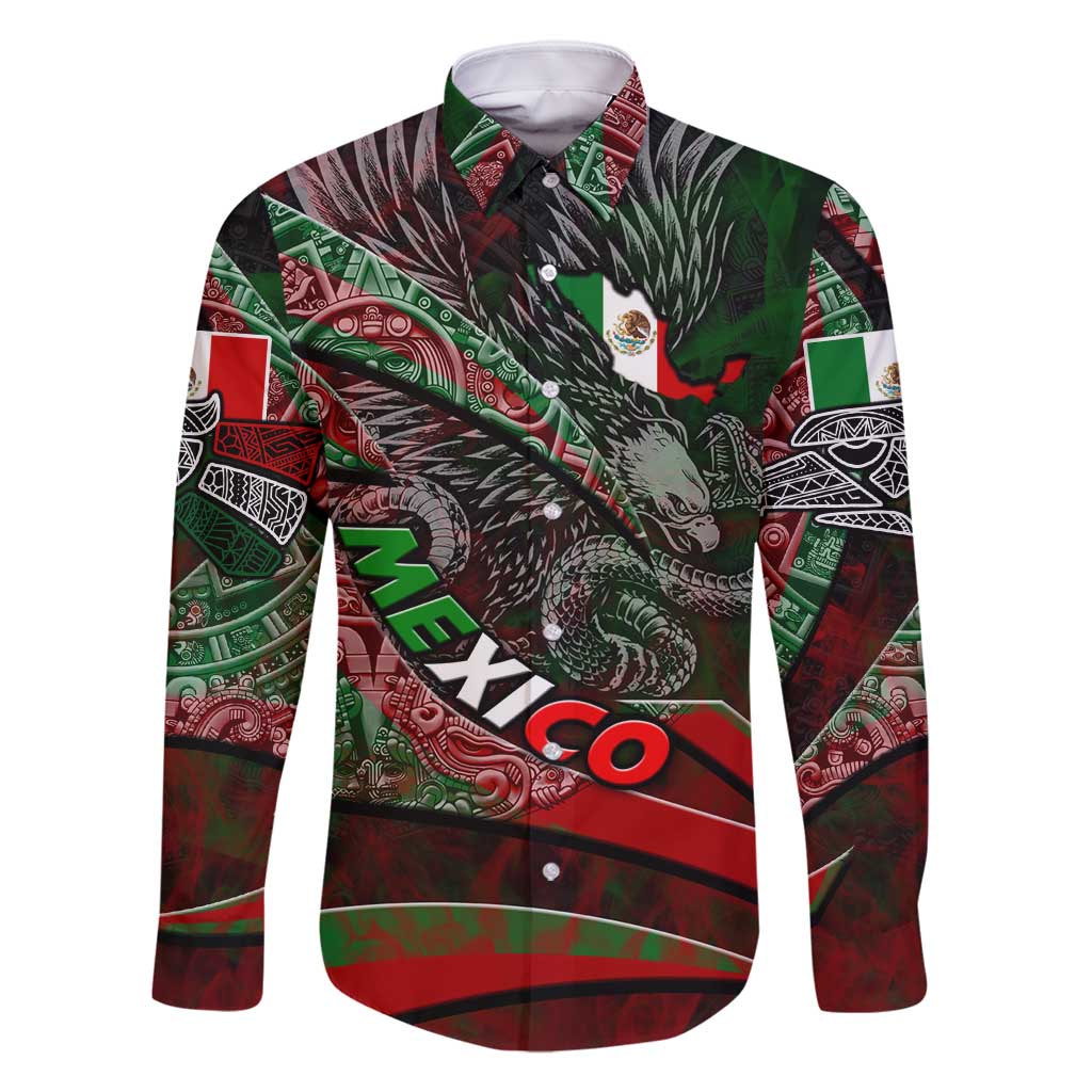 Mexico Aztec Eagle Flag Family Matching Tank Maxi Dress and Hawaiian Shirt Tribal Warrior Art